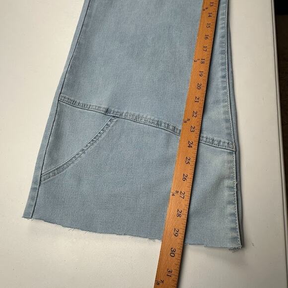 Democracy Absolution Jeans Womens 14 Blue Wide Leg Crop Raw Hem Stretch Pockets - Picture 12 of 14